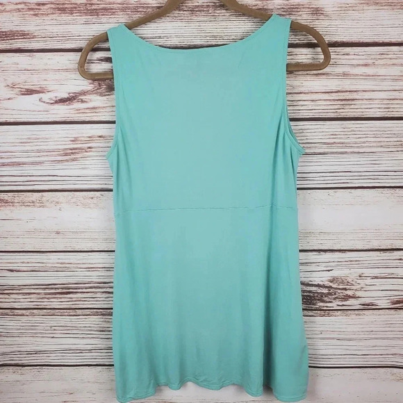 Eileen Fisher Womens Small 100% Silk Mint Green Stretch Sleeveless Faux Wrap Top - Picture 5 of 7